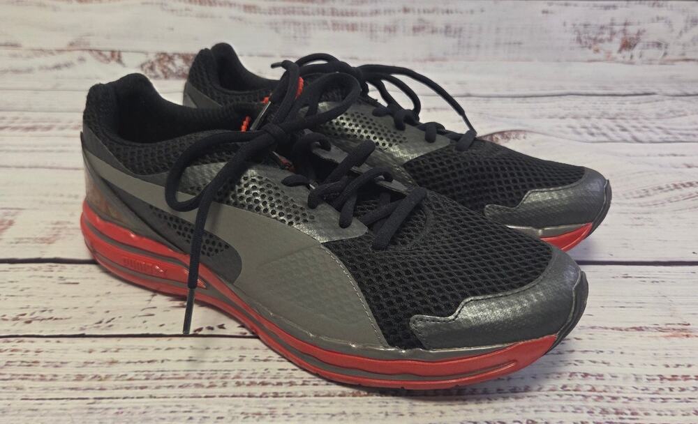 Puma Tazon 6 Mens Size 9.5 Black Gray Red Running Athletic Sneakers New